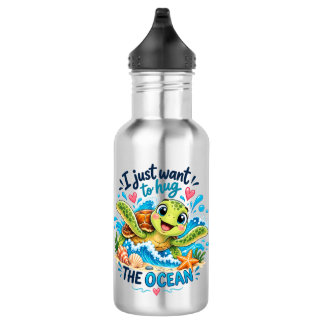 Botella De Agua Sólo Quiero Abrazar el Océano – Tortuga Marina Ado