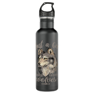 Botella De Agua Sólo un Chica que ama a los lobos como el lobo lob