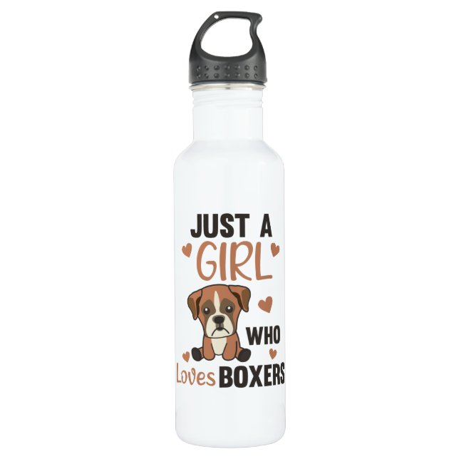 Botella De Agua Solo un Chica que ama a los perros Boxer Kawaii (Anverso)