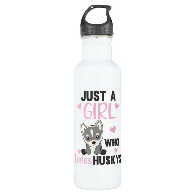 Botella De Agua Solo un Chica que ama al perro Kawaii Husky de Hus (Anverso)