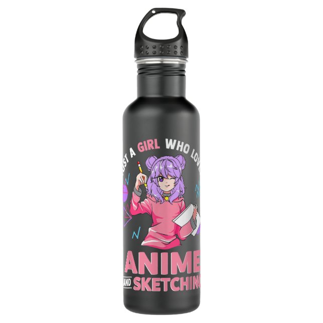 Botella De Agua Sólo un Chica que ama el anime y el bocetos (Anverso)