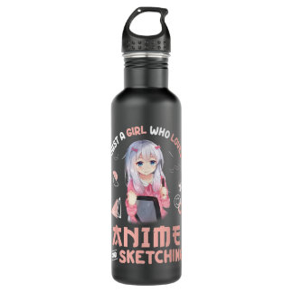 Botella De Agua Sólo un Chica que ama el anime y esboza el regalo 