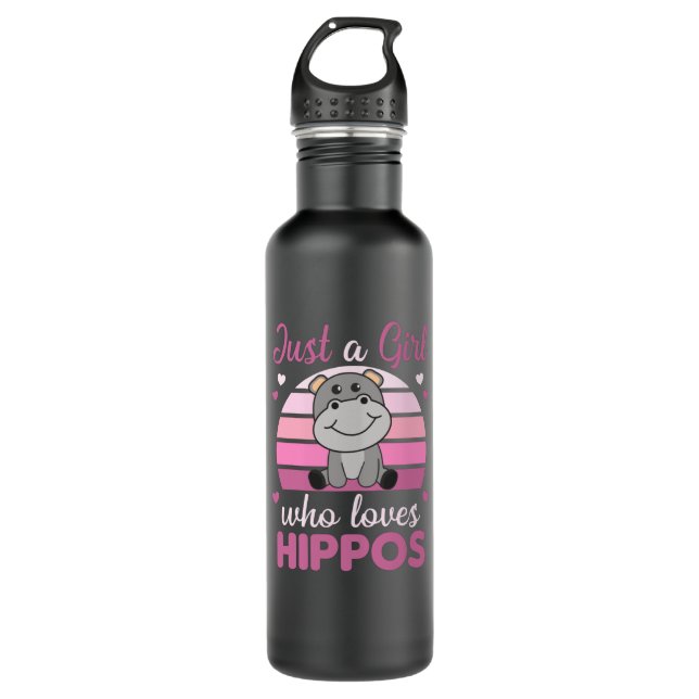 Botella De Agua Sólo un Chica que ama Hippos Cute Hippo (Anverso)