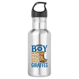 Botella De Agua Solo un chico que ama las jirafas Diseño de camise