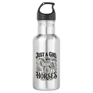 Botella De Agua Sólo una chica que ama los caballos diseño floral