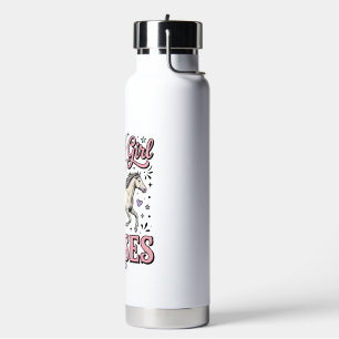 Botella De Agua Solo Una Chica Que Ama Los Caballos Diseño Vector 