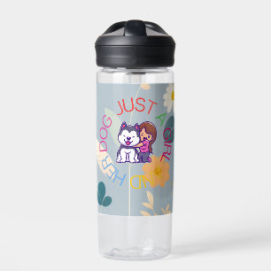 Botella De Agua Solo Una Chica Y Su Perro Lindo Husky Regalo Flora