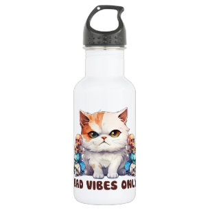 Botella De Agua Sólo vibraciones malas - Diseño gótico de gatos y 