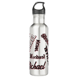 Botella De Agua Sombra de color de rosa monograma de patrón de nom