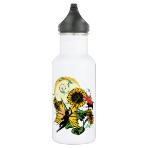 Botella De Agua Sombra de girasol Hada y Gato Cósmico