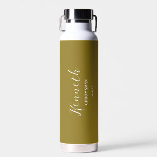 Botella De Agua Sombra de soltero amarillo blanco moderno monogram