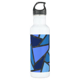 Botella De Agua Sombras de vidrio manchado azul