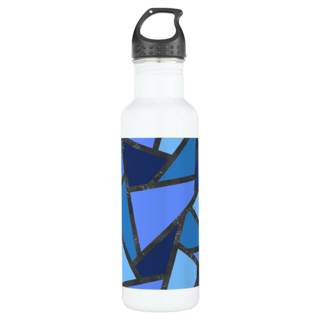 Botella De Agua Sombras de vidrio manchado azul (Anverso)