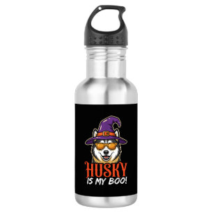 Botella De Agua Sombrero de Bruja Mi Husky de Halloween Es Mi Boo