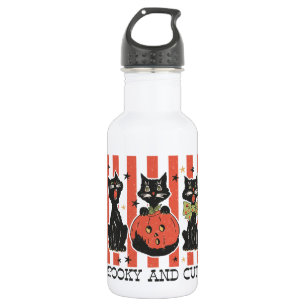 Botella De Agua Sombrío y lindo - Gato negro y calabaza
