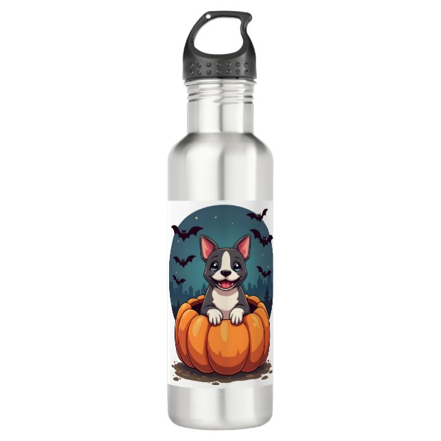 Botella De Agua Sonrisa de calabaza Pitbull (Anverso)