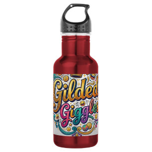 Botella De Agua Sonrisas Doradas – Camiseta de Tipografía de Humor