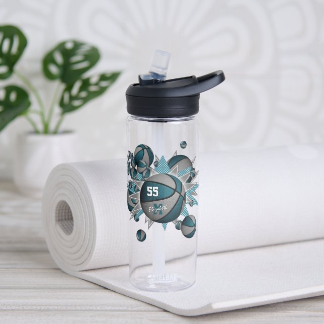 Botella De Agua sopa verde azulada de baloncesto gris de chica dep (Yoga)