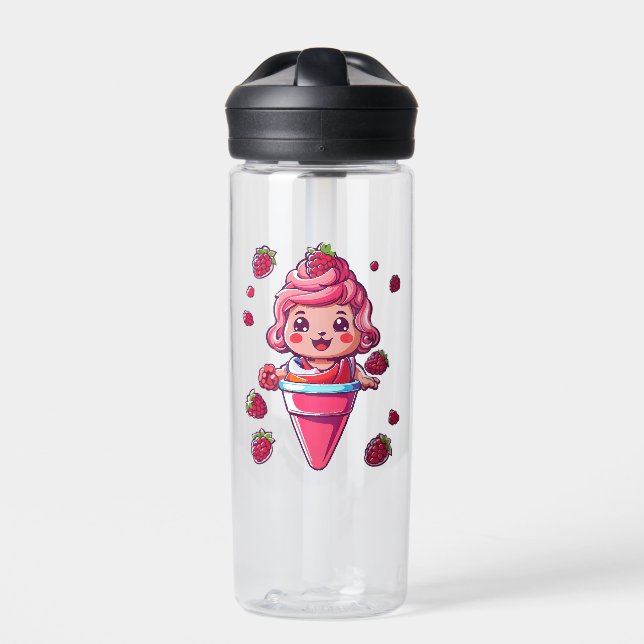Botella De Agua Sorbet de frambuesa Kawaii (Delante)