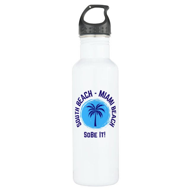 Botella De Agua South Beach Miami Beach Florida Water Bottle (Anverso)