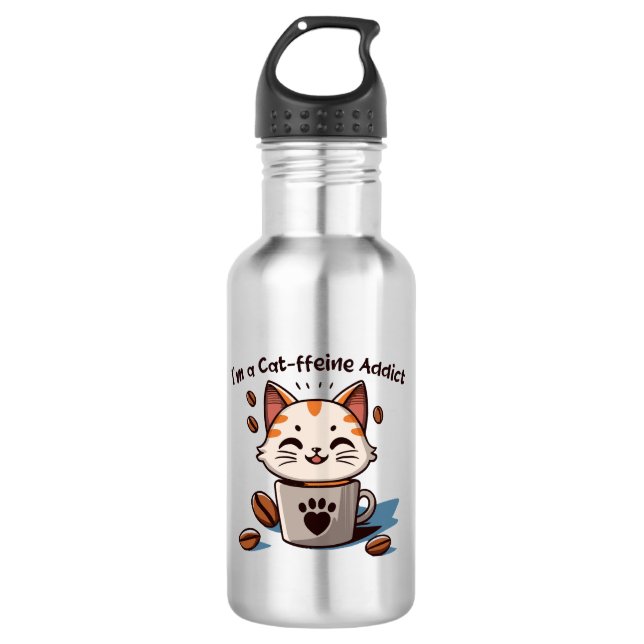 Botella De Agua Soy adicto a la Cat-feína (Anverso)