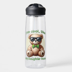 Botella De Agua Soy Guay Teddy Bear con Personalizable Green Bow