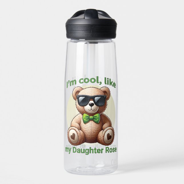 Botella De Agua Soy Guay Teddy Bear con Personalizable Green Bow (Delante)
