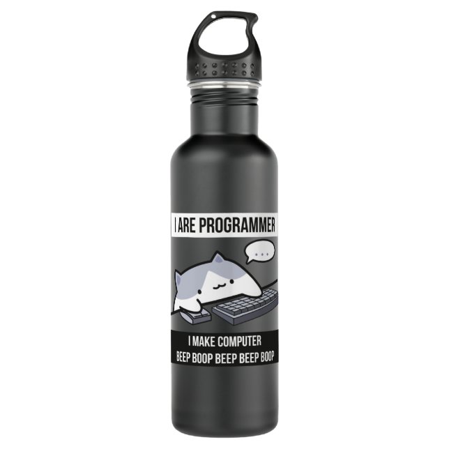 Botella De Agua Soy programador (programador de gatos) (Anverso)