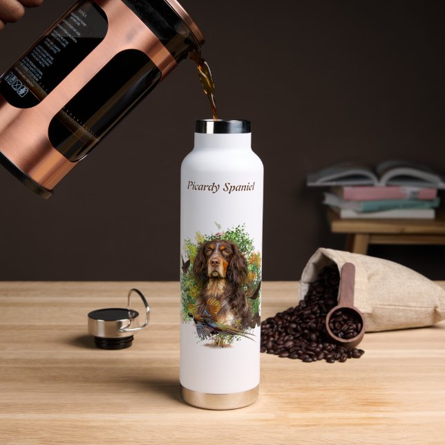 Botella De Agua Spaniel de Picardía  (Café (girado))