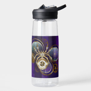 Botella De Agua Spider Steampunk sobre fondo morado