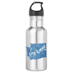 Botella De Agua Spokane Washington Wood Grain