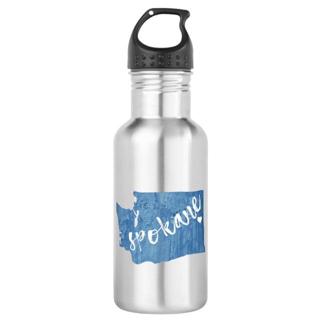 Botella De Agua Spokane Washington Wood Grain (Anverso)
