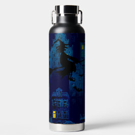 BOTELLA DE AGUA SPOOKY HALLOWEEN BLUE NIGHTTIME CITY SCENE