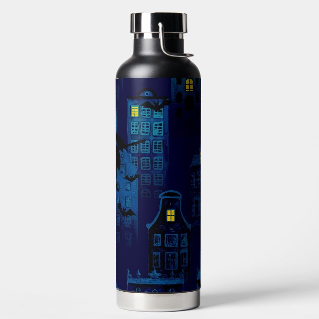 BOTELLA DE AGUA SPOOKY HALLOWEEN BLUE NIGHTTIME CITY SCENE (Izquierda)