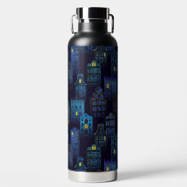 BOTELLA DE AGUA SPOOKY HALLOWEEN BLUE NIGHTTIME CITY SCENE