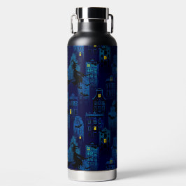 BOTELLA DE AGUA SPOOKY HALLOWEEN BLUE NIGHTTIME CITY SCENE
