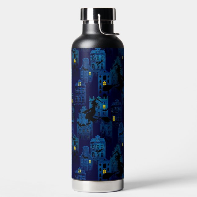 BOTELLA DE AGUA SPOOKY HALLOWEEN BLUE NIGHTTIME CITY SCENE (Izquierda)