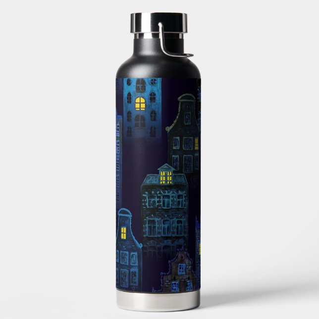 BOTELLA DE AGUA SPOOKY HALLOWEEN BLUE NIGHTTIME CITY SCENE (Izquierda)
