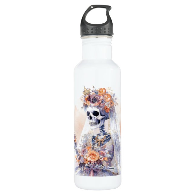 Botella De Agua Spooky Halloween Skeleton Water Boton (Anverso)