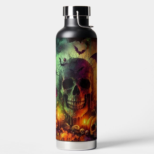 BOTELLA DE AGUA SPOOKY  HALLOWEEN SKULL CANDLES BATS & SPIDERS (Izquierda)