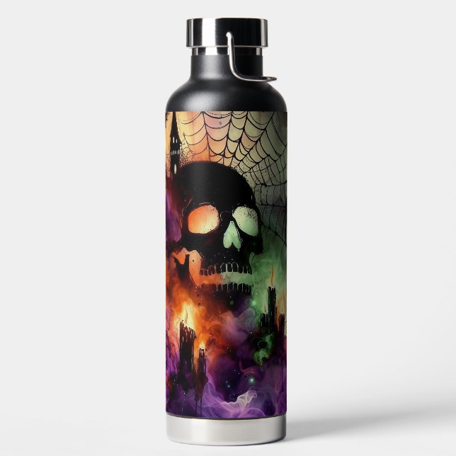 BOTELLA DE AGUA SPOOKY  HALLOWEEN SKULL CANDLES BATS & SPIDERS (Izquierda)