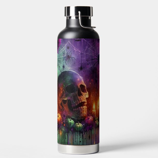 BOTELLA DE AGUA SPOOKY  HALLOWEEN SKULL CANDLES BATS & SPIDERS (Izquierda)