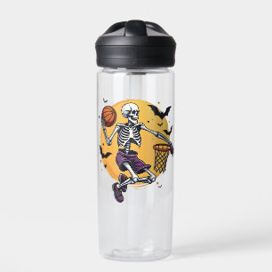 Botella De Agua Spooky Skeleton Dunking Basketball Graveyard Hallo