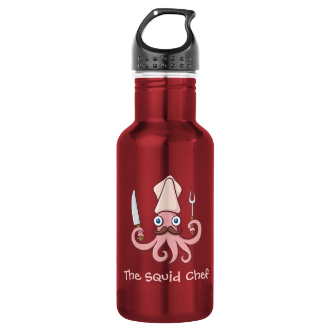 Botella De Agua Squid Chef Personalizado (Anverso)