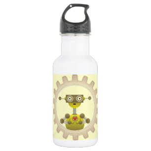 Botella De Agua Sr. Robot con el corazón del engranaje de Steampun