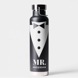 Botella De Agua Sr. y Sra. Boda Classic Black