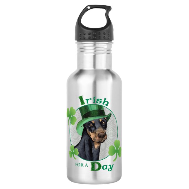 Botella De Agua St. Patrick's Day Doberman Pinscher (Anverso)