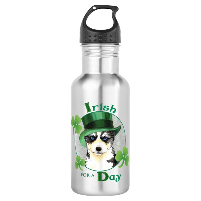Botella De Agua St. Patrick's Day Husky (Anverso)