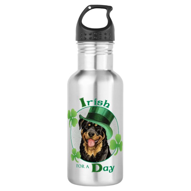 Botella De Agua St. Patrick's Day Rottweiler (Anverso)