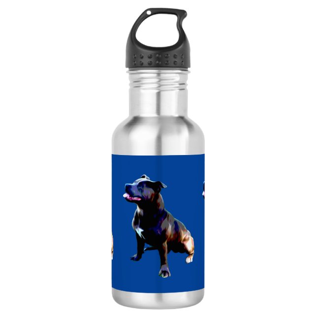 Botella De Agua Staffordshire Bull Terrier Pintado,  (Anverso)